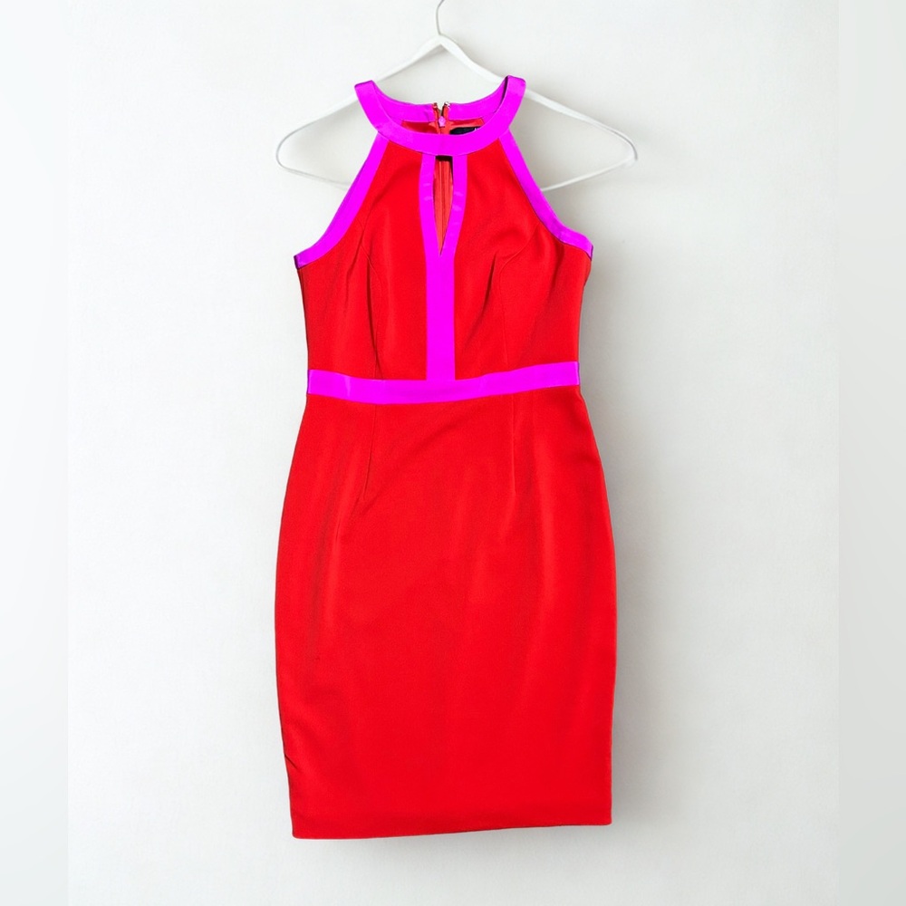 JAYGODFREY Vibrant Red and Pink Halter Dress